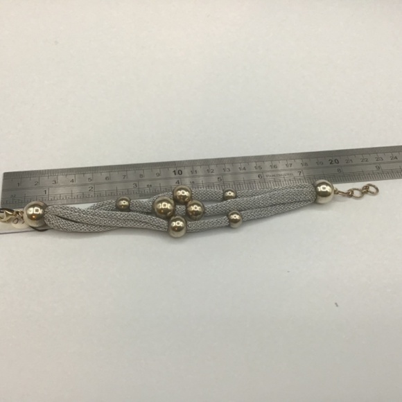 Adami & Martucci 3-String Silver Mesh Bracelet with Yellow Plated Gold Balls - Picture 9 of 9